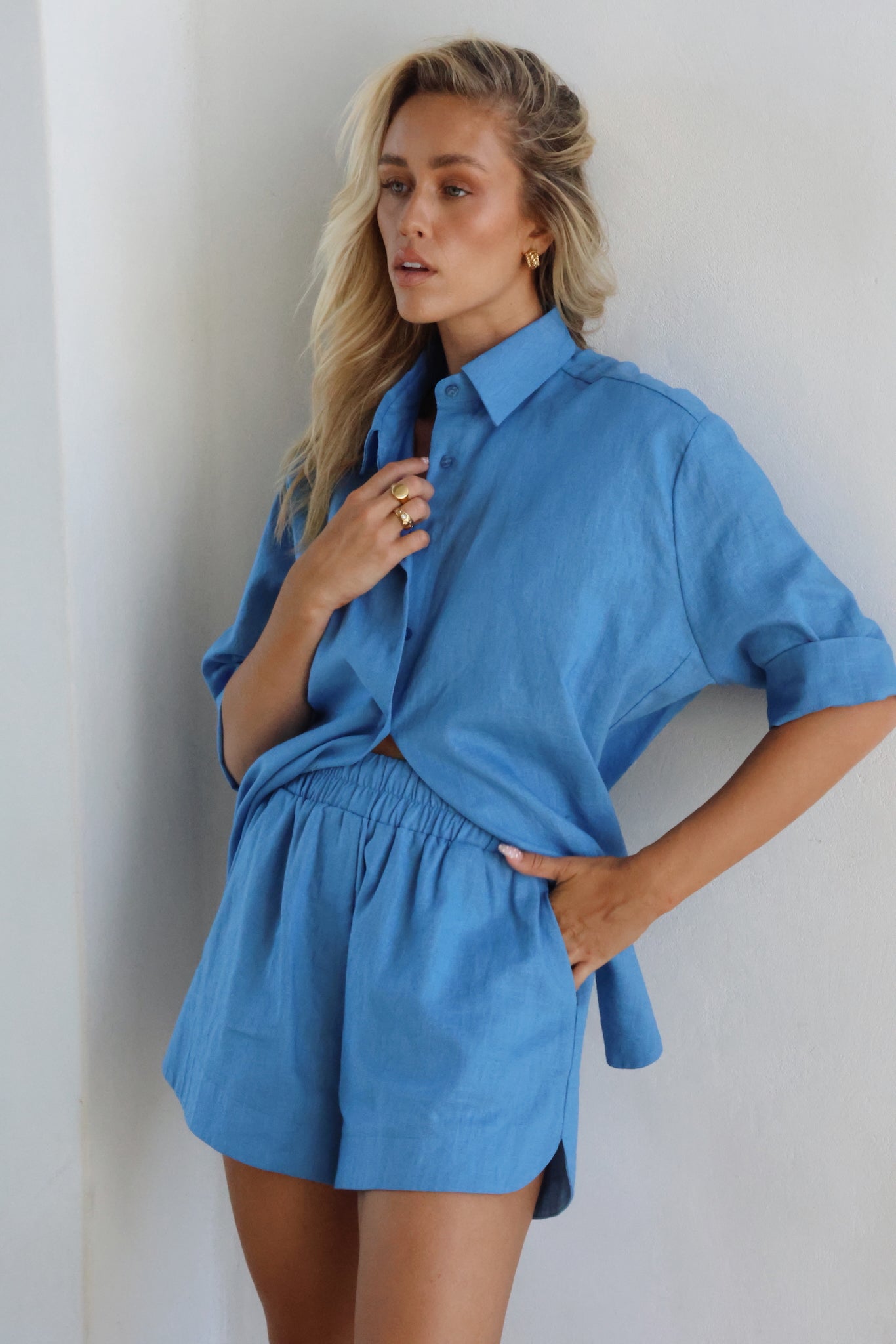 THE LINE | KNOX LINEN SHORTS OCEAN| BABY LEMONADE STORE