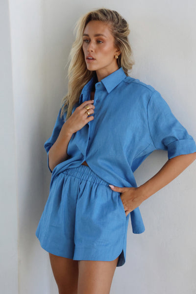 THE LINE | KNOX LINEN SHORTS OCEAN| BABY LEMONADE STORE