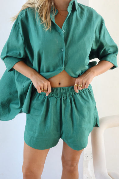 THE LINE | KNOX LINEN SHORTS GREEN | BABY LEMONADE STORE