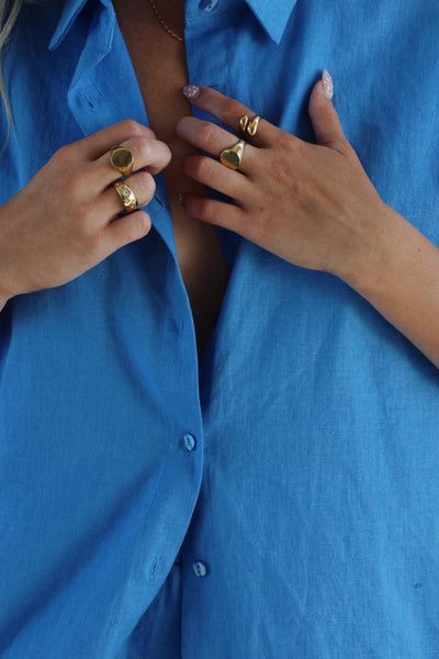 THE LINE | HENDRIX LONG SLEEVE LINEN SHIRT OCEAN| BABY LEMONADE STORE