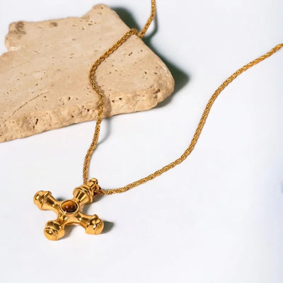 TIGERS EYE CROSS NECKLACE