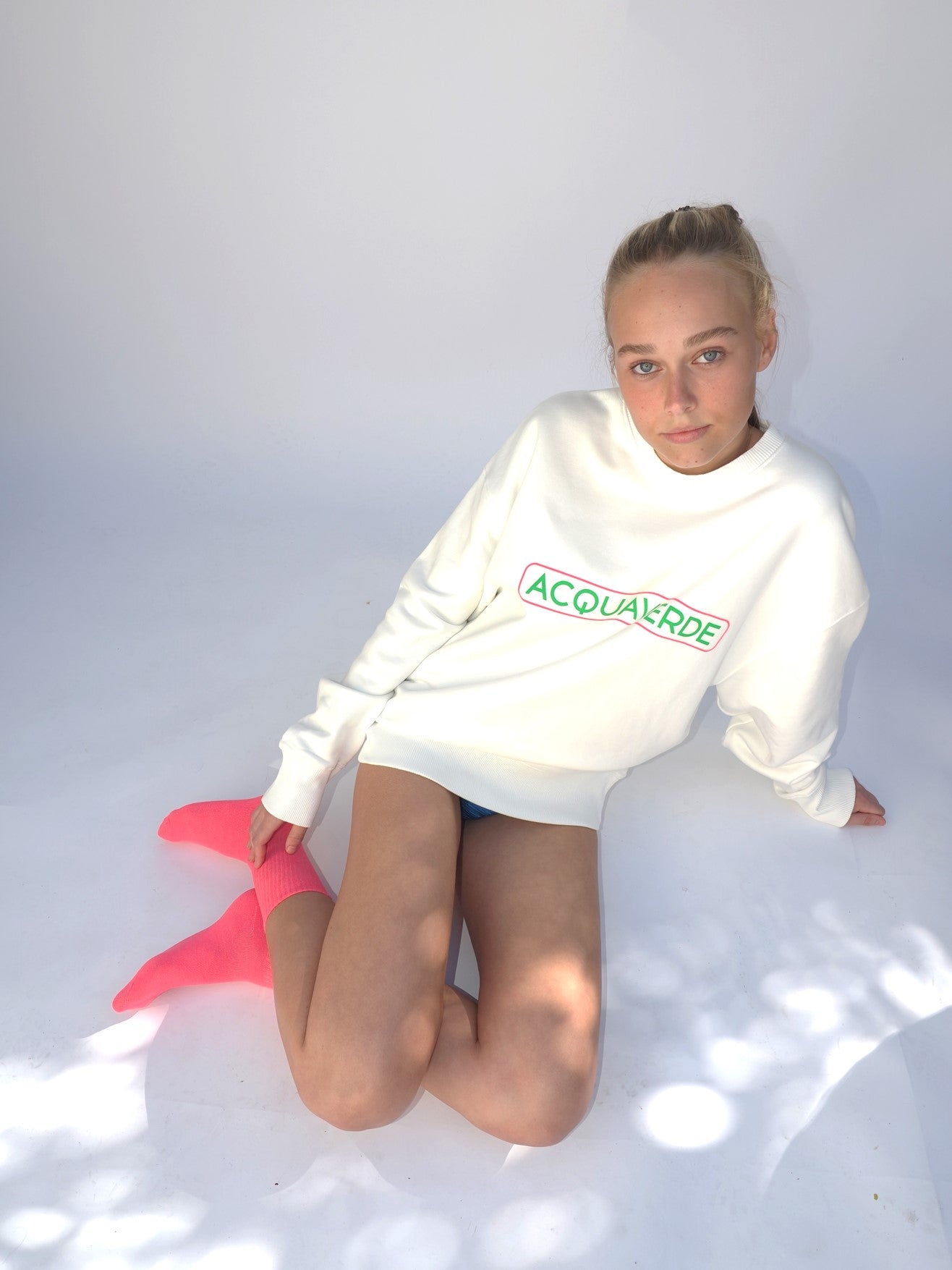Little Palma Aquaverde Cotton Graphic Sweatshirt White