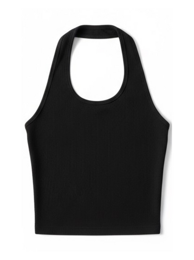 JUAN & ME RAE HALTER TOP BLACK