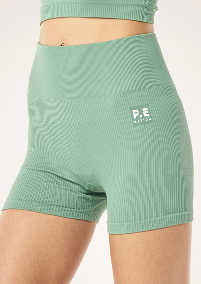 PE NATION RESTORE  SEAMLESS BIKE SHORT BASIL| BABY LEMONADE STORE