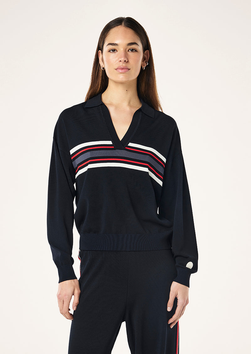 PE NATION RETREAT KNIT JUMPER DARK SAPPHIRE