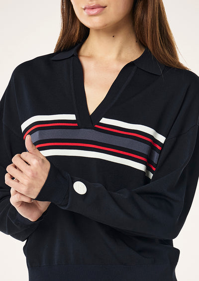 PE NATION RETREAT KNIT JUMPER DARK SAPPHIRE