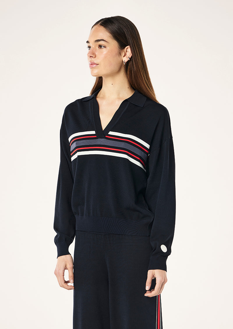 PE NATION RETREAT KNIT JUMPER DARK SAPPHIRE