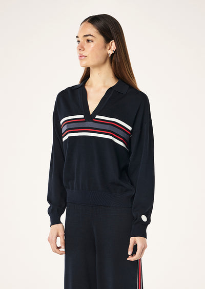 PE NATION RETREAT KNIT JUMPER DARK SAPPHIRE