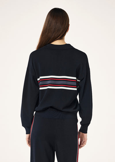PE NATION RETREAT KNIT JUMPER DARK SAPPHIRE