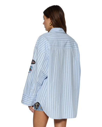 KSUBI ASTRA LONG SLEEVE SHIRT BLUE STRIPE BADGE