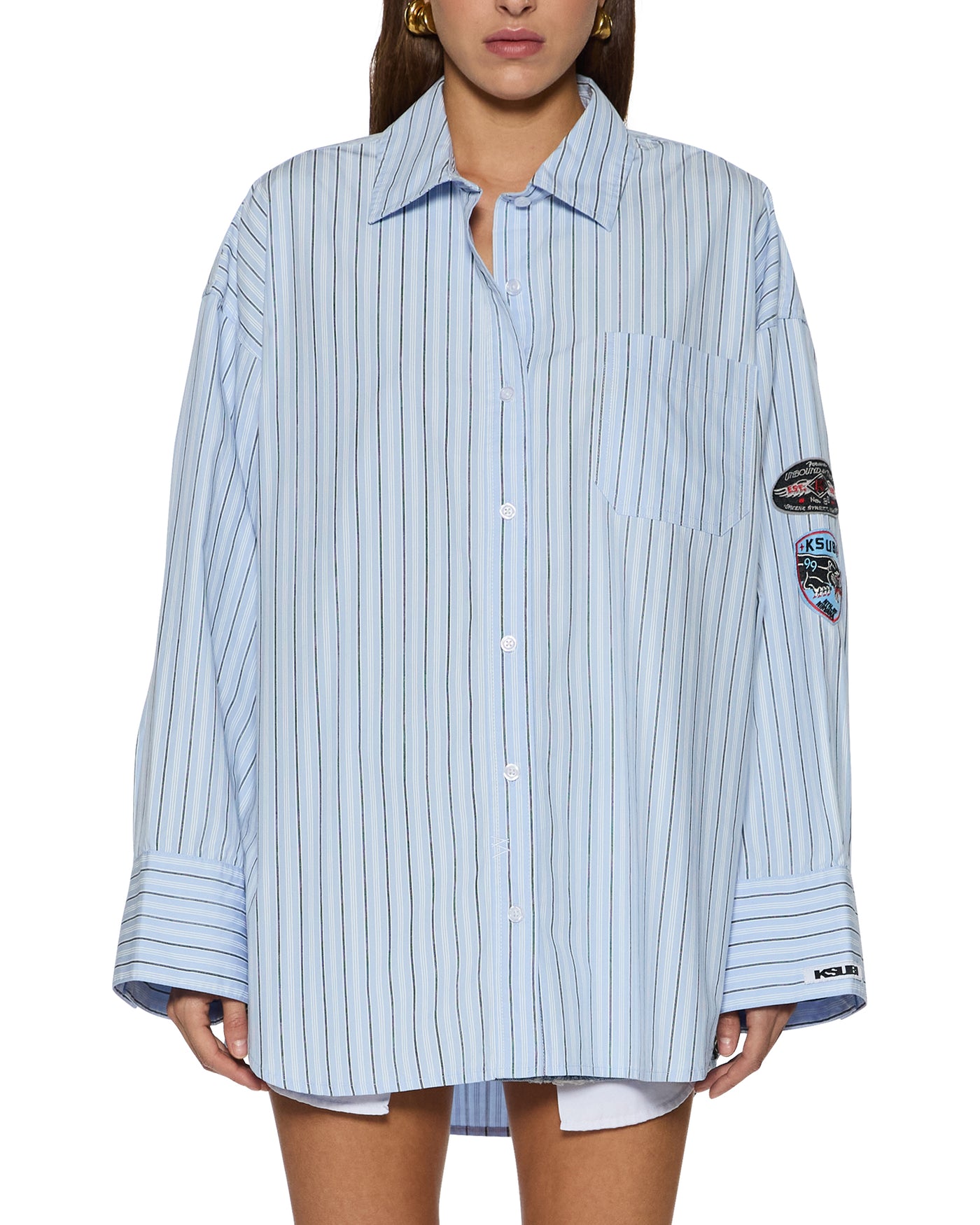 KSUBI ASTRA LONG SLEEVE SHIRT BLUE STRIPE BADGE