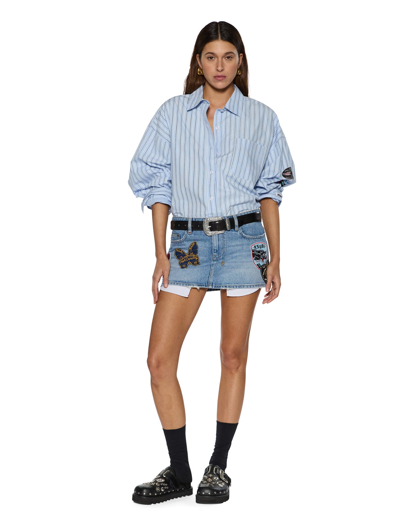 KSUBI ASTRA LONG SLEEVE SHIRT BLUE STRIPE BADGE