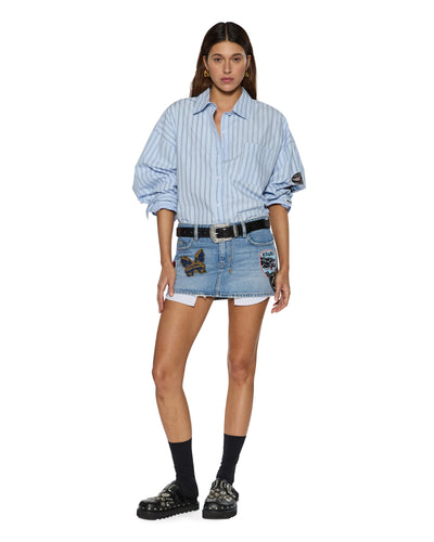 KSUBI ASTRA LONG SLEEVE SHIRT BLUE STRIPE BADGE