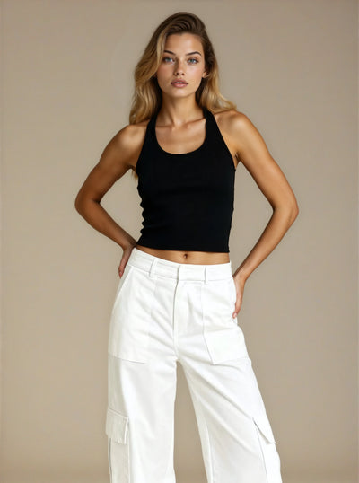 JUAN & ME RAE HALTER TOP BLACK