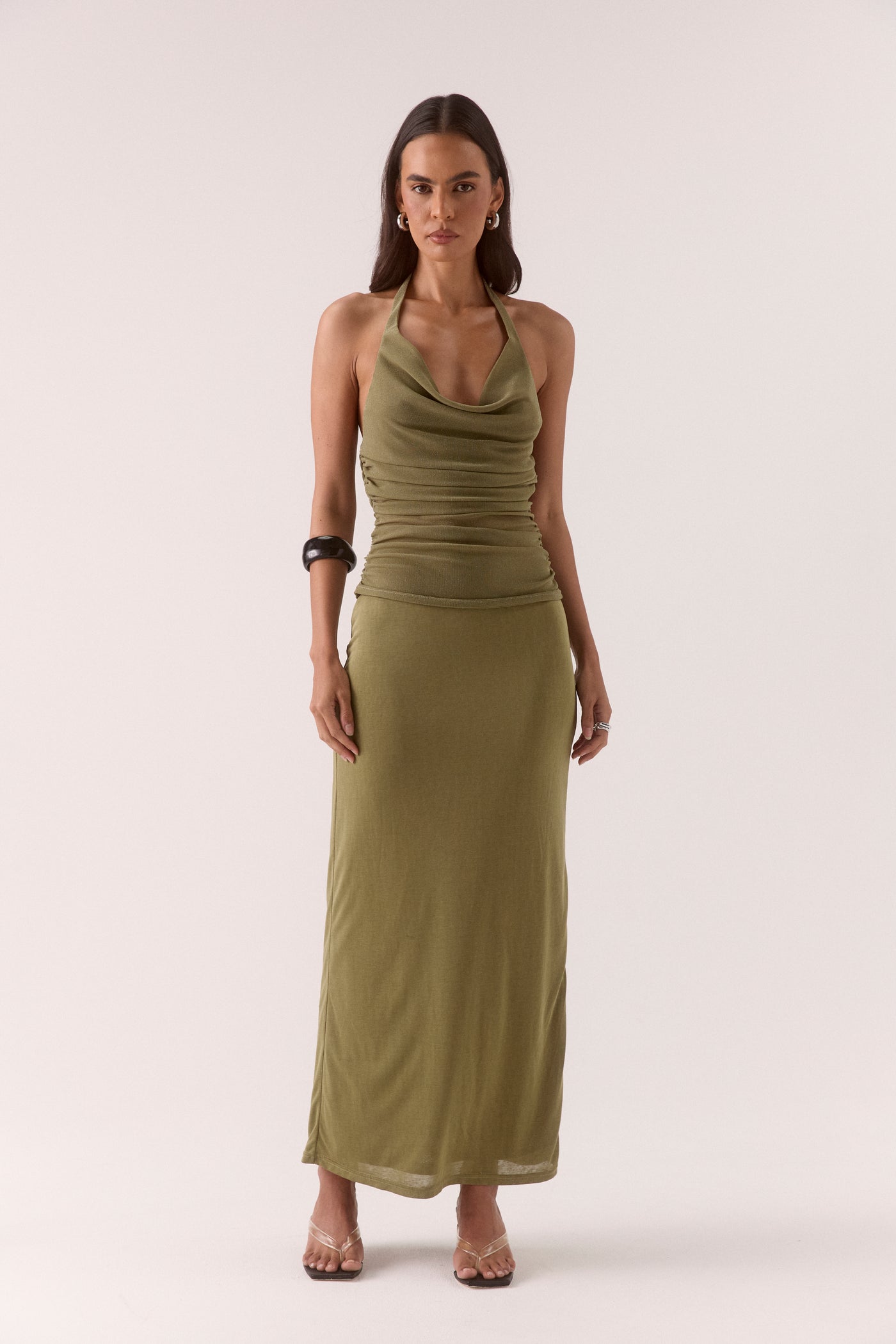 SOVERE STUDIO ZEYA DRESS SOFT KHAKI