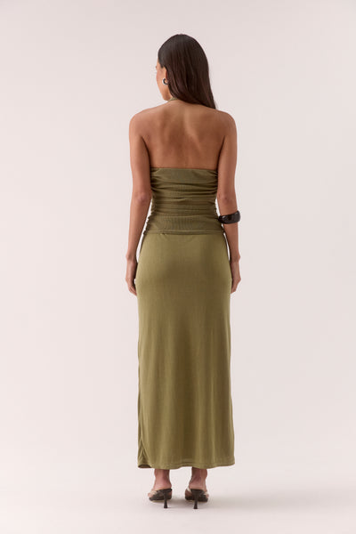 SOVERE STUDIO ZEYA DRESS SOFT KHAKI