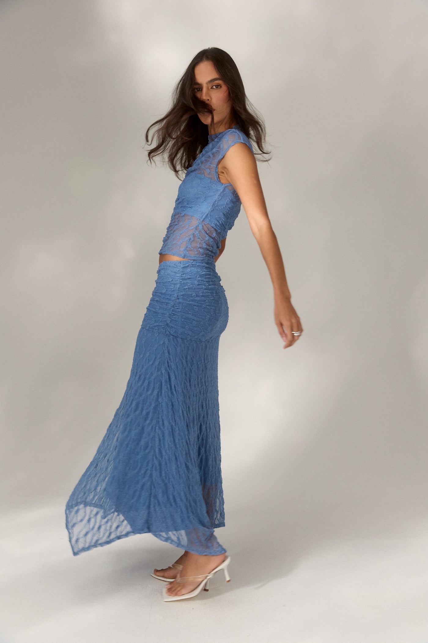 SOVERE STUDIO LOWRI SKIRT SLATE BLUE