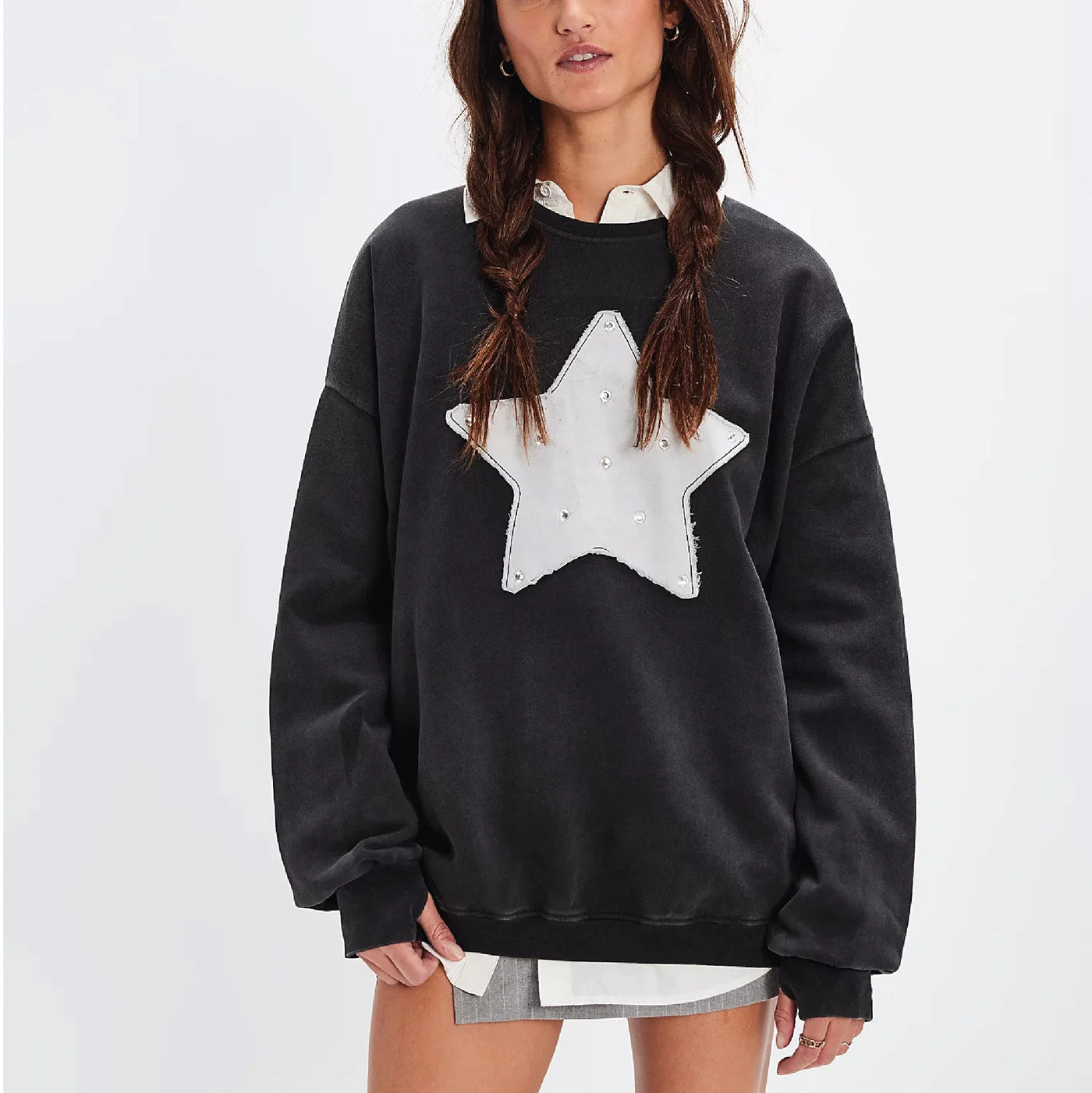 THE LAUNDRY ROOM RHINESTONE STAR JUMPER BLACK SNOW
