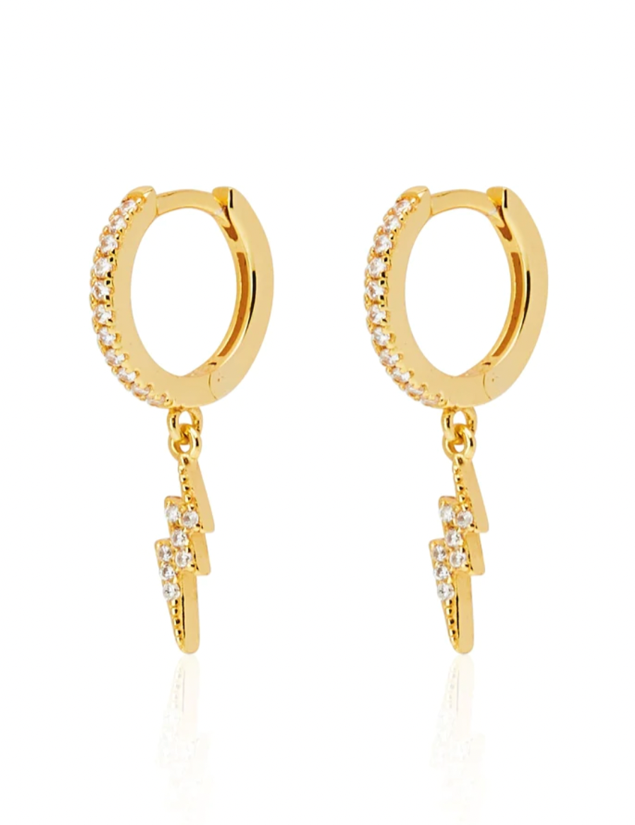 LIGHTENING BOLT HOOPS GOLD