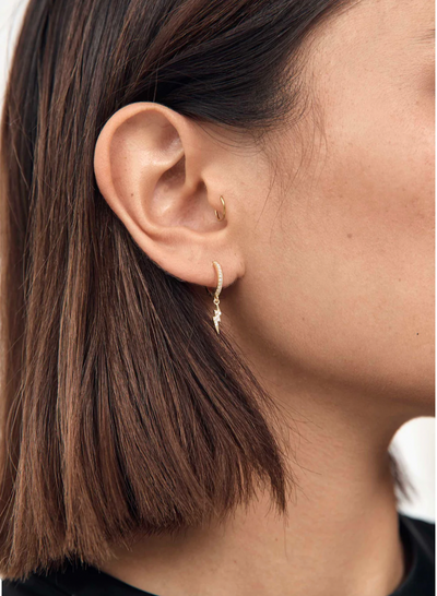LIGHTENING BOLT HOOPS GOLD
