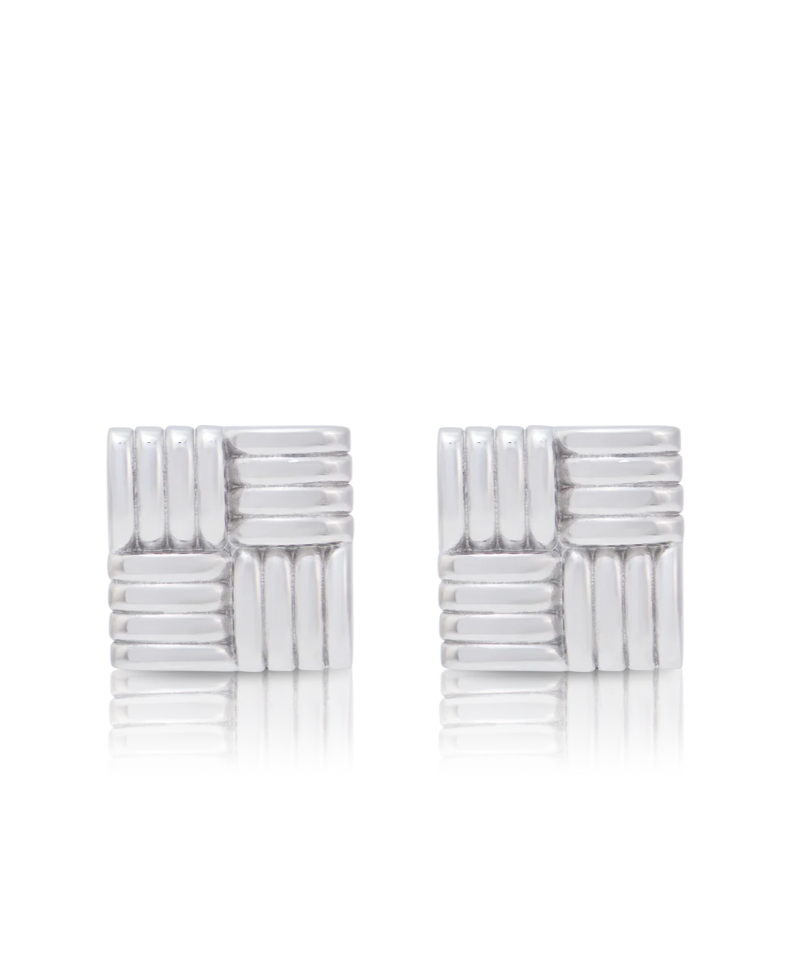 NOAH THE LABEL MEGA SQUARE EARRINGS SILVER