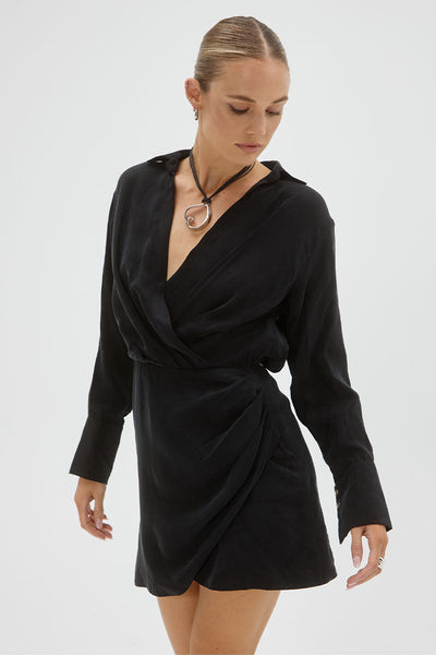 Sovere Studio Arcade Mini Wrap Dress Black