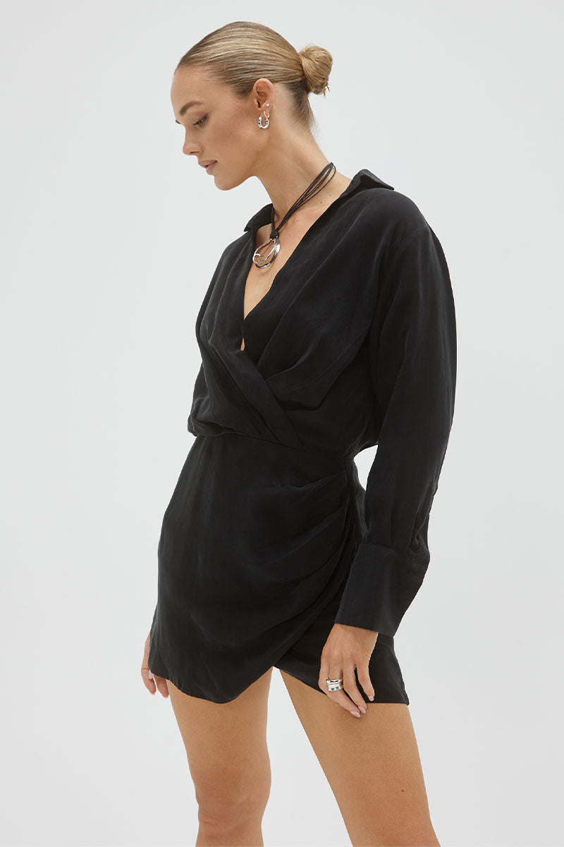 Sovere Studio Arcade Mini Wrap Dress Black