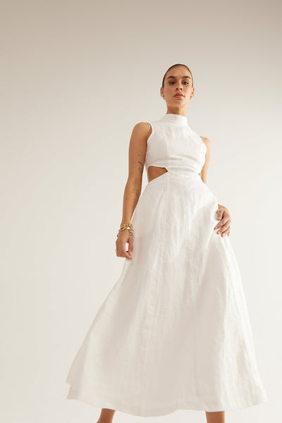 SOVERE/STUDIO VIRTUE MIDI DRESS CHALK BABY LEMONADE