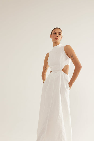 SOVERE/STUDIO VIRTUE MIDI DRESS CHALK BABY LEMONADE