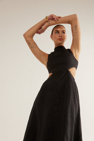 SOVERE/STUDIO VIRTUE MIDI DRESS BLACK BABY LEMONADE