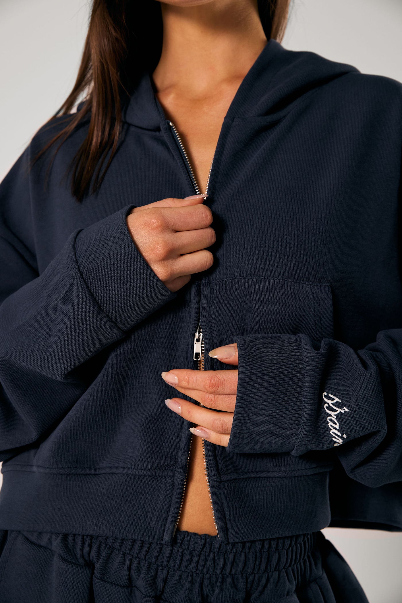 SŚAINT CROP HOODIE NAVY | BABY LEMONADE STORE