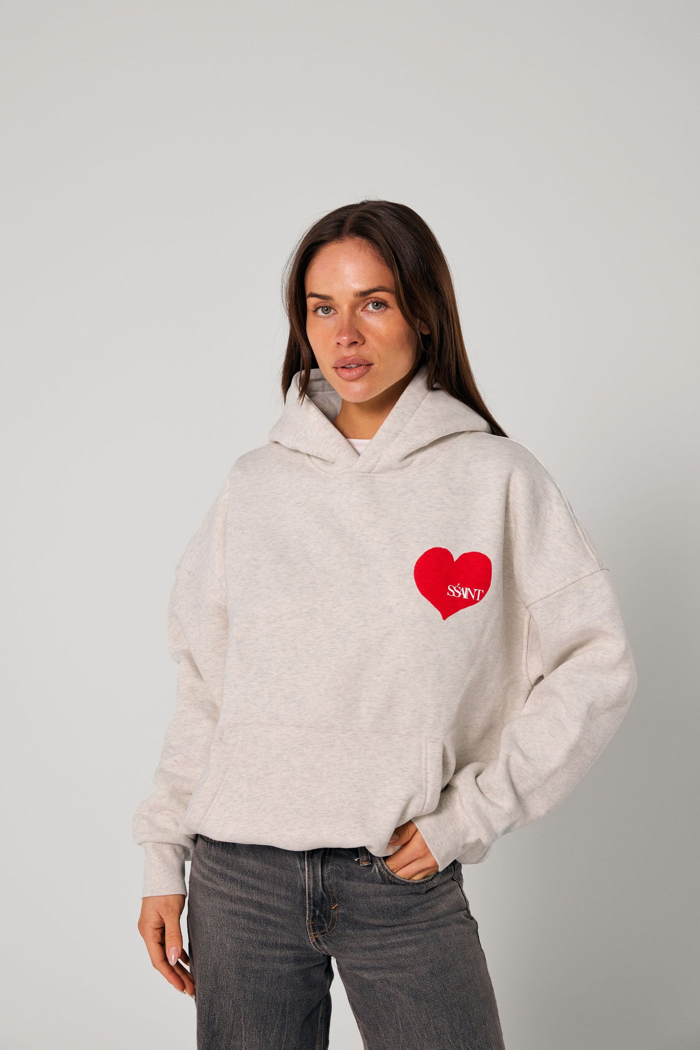 SŚAINT HEART HOODIE RED/GREY