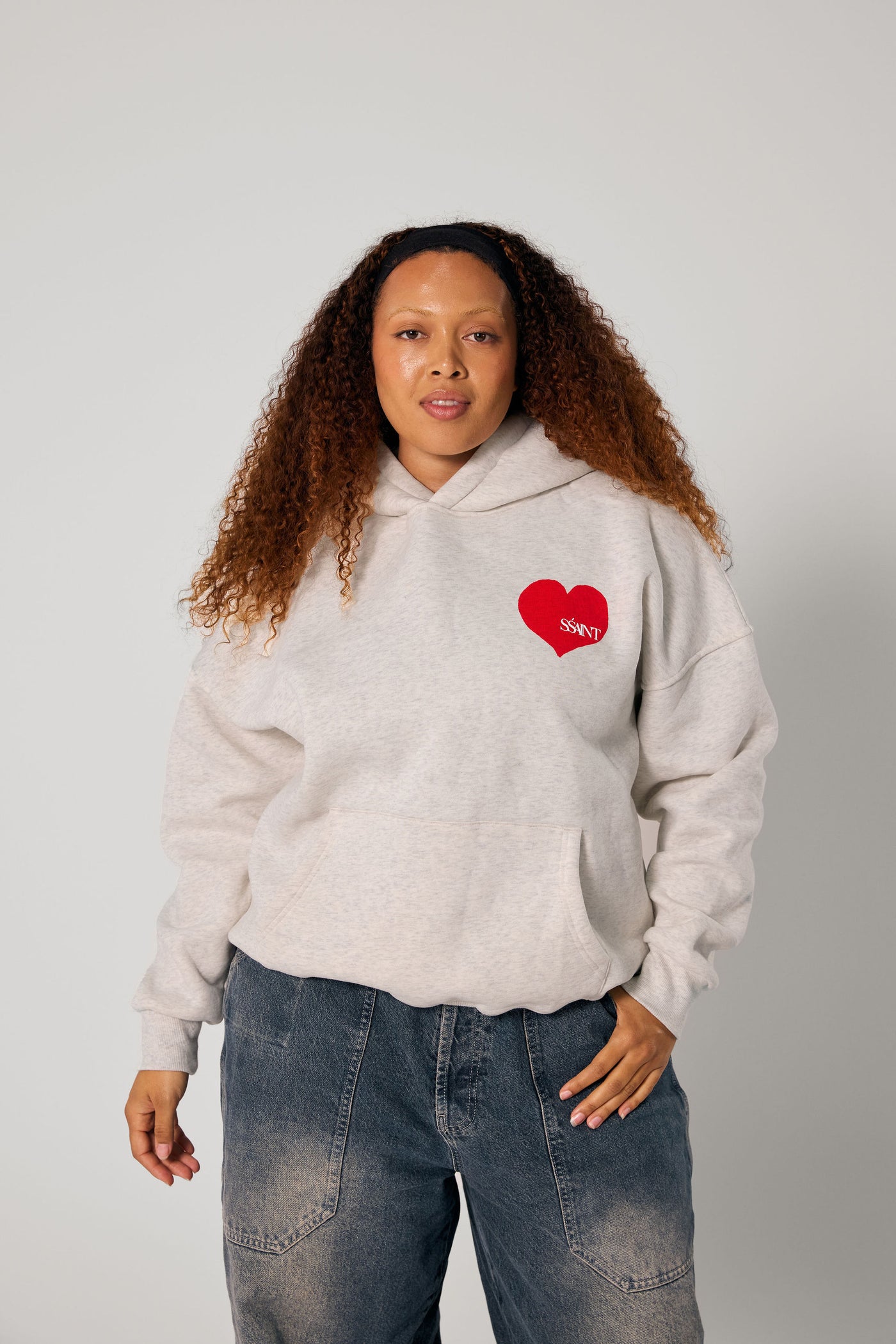 SŚAINT HEART HOODIE RED/GREY
