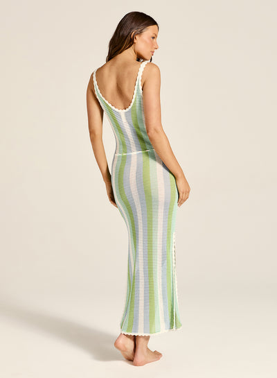 TIGERLILY MARA MAXI DRESS  GREEN/BLUE STRIPE