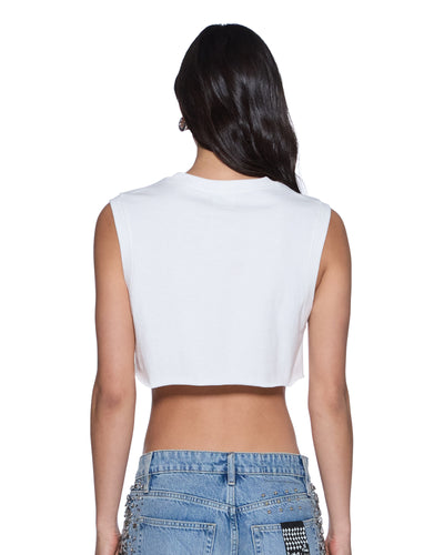 KSUBI LABELS CROP TANK WHITE