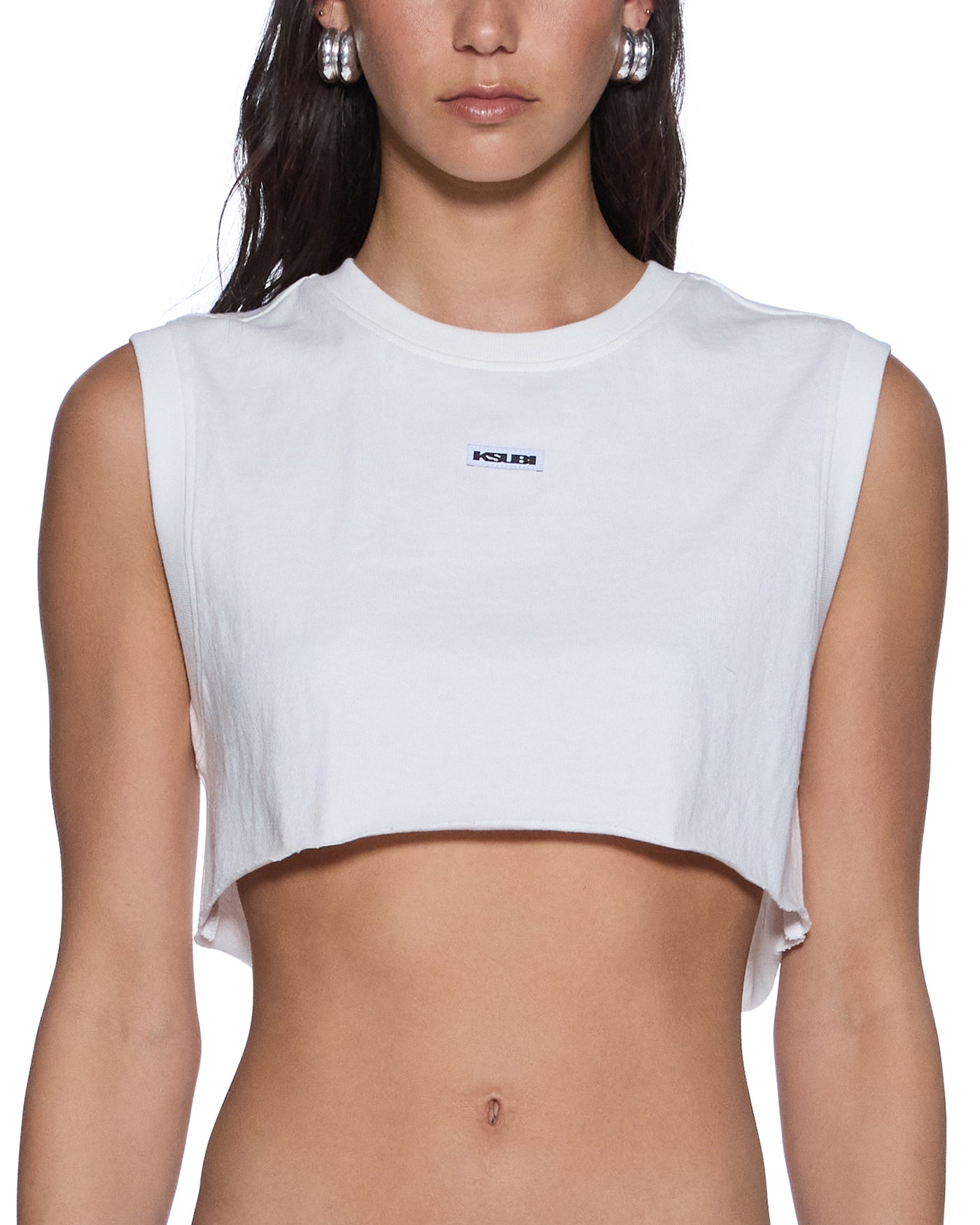 KSUBI LABELS CROP TANK WHITE
