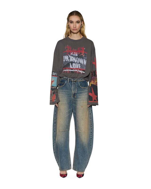 KSUBI ALTAR LONG SLEEVE BOYFRIEND TEE CHARCOAL