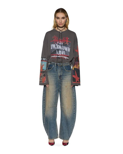 KSUBI ALTAR LONG SLEEVE BOYFRIEND TEE CHARCOAL