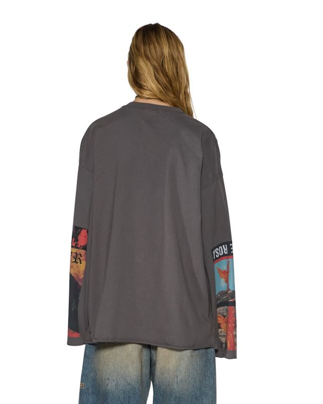 KSUBI ALTAR LONG SLEEVE BOYFRIEND TEE CHARCOAL