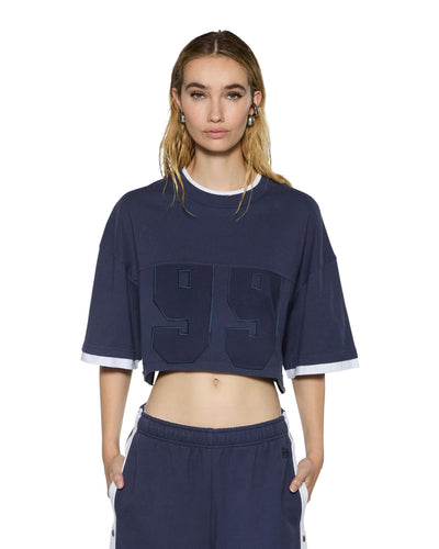 KSUBI 99 BOYFRIEND CROPPED SHORT SLEEVE TEE INK BLUE