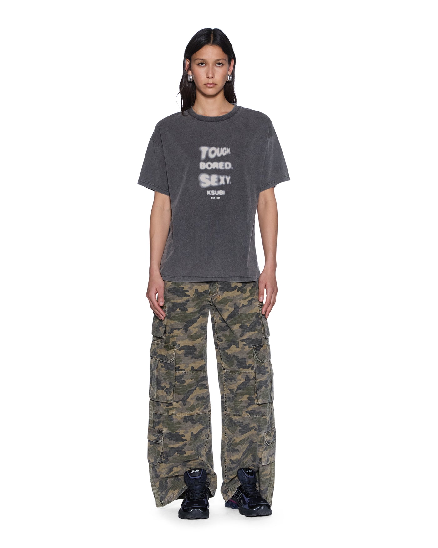 KSUBI TBS BLEACH OH G SS TEE SMOKE CHARCOAL