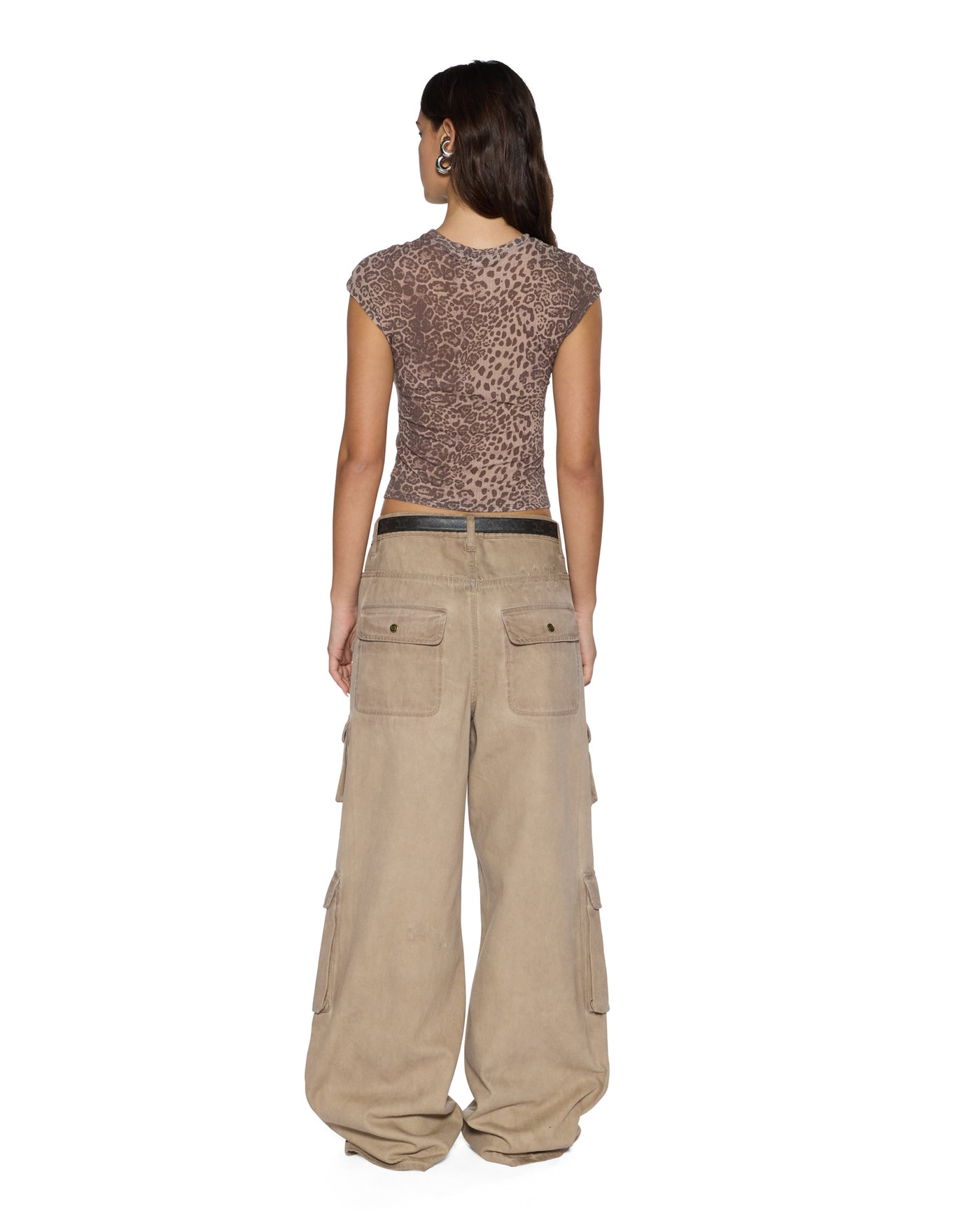 KSUBI STAPLE TEE SHEER LEOPARD