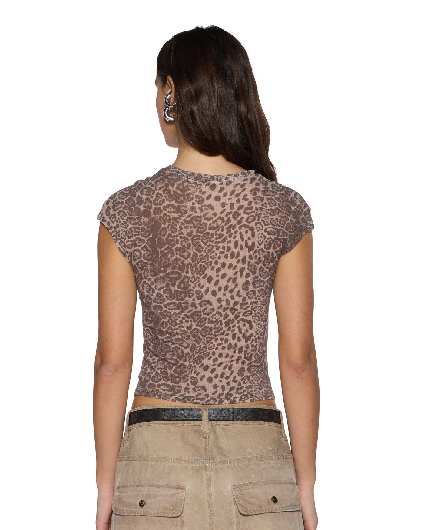 KSUBI STAPLE TEE SHEER LEOPARD