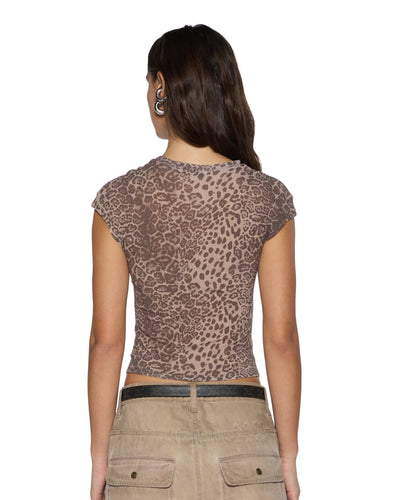 KSUBI STAPLE TEE SHEER LEOPARD