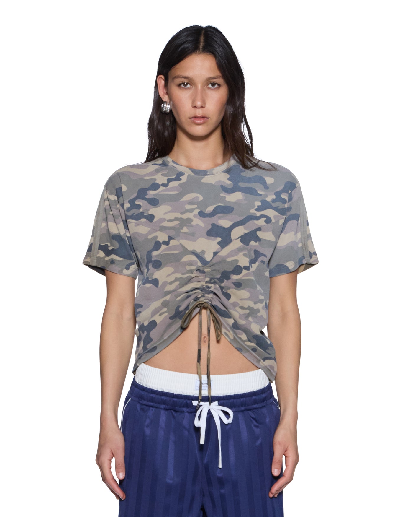 KSUBI RUCHED EVERYDAY SS TEE CAMO GREEN