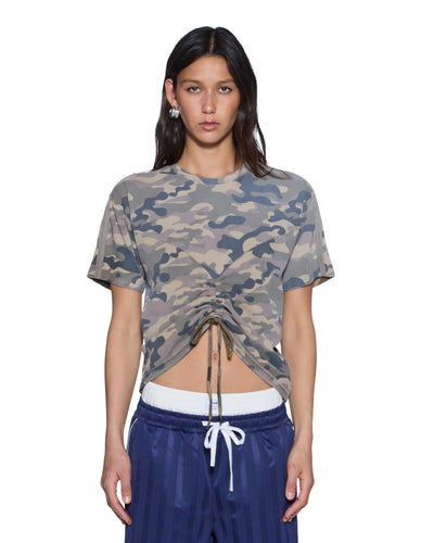 KSUBI RUCHED EVERYDAY SS TEE CAMO GREEN