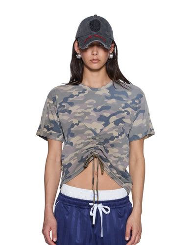 KSUBI RUCHED EVERYDAY SS TEE CAMO GREEN