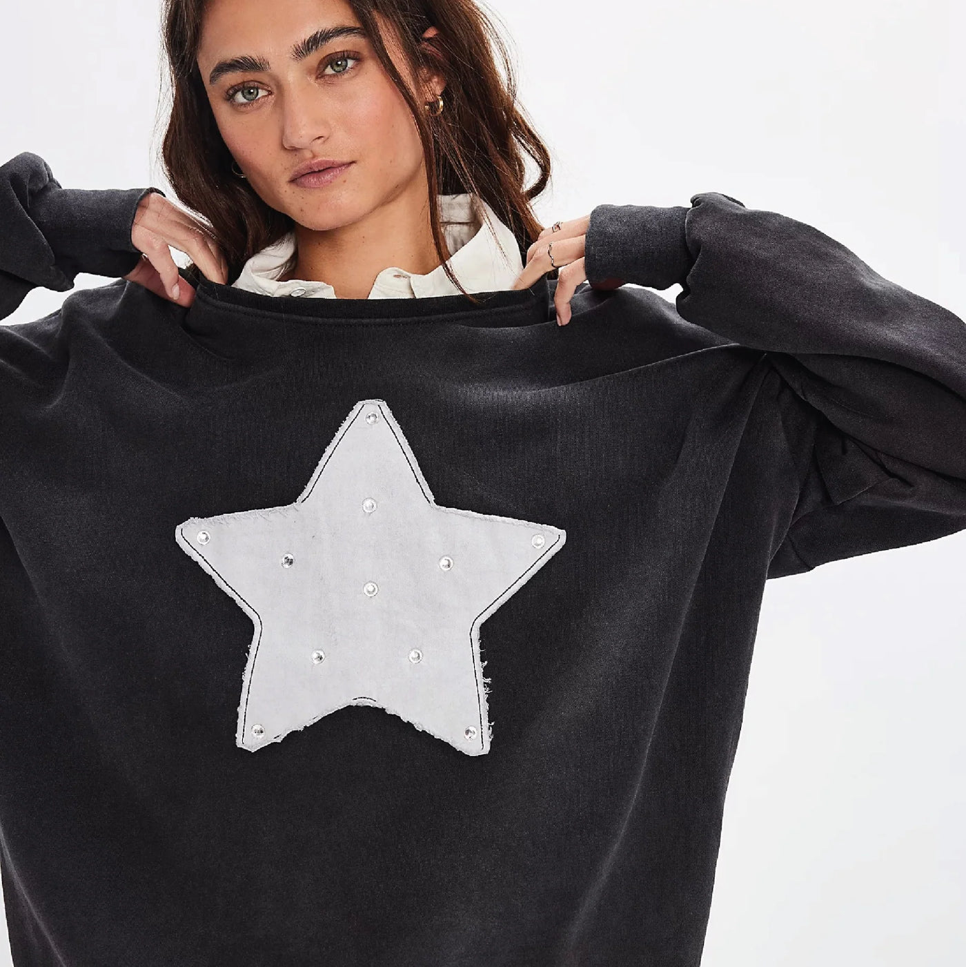 THE LAUNDRY ROOM RHINESTONE STAR JUMPER BLACK SNOW
