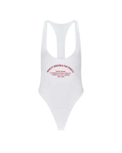 KSUBI VARSITY LARA BODYSUIT WHITE