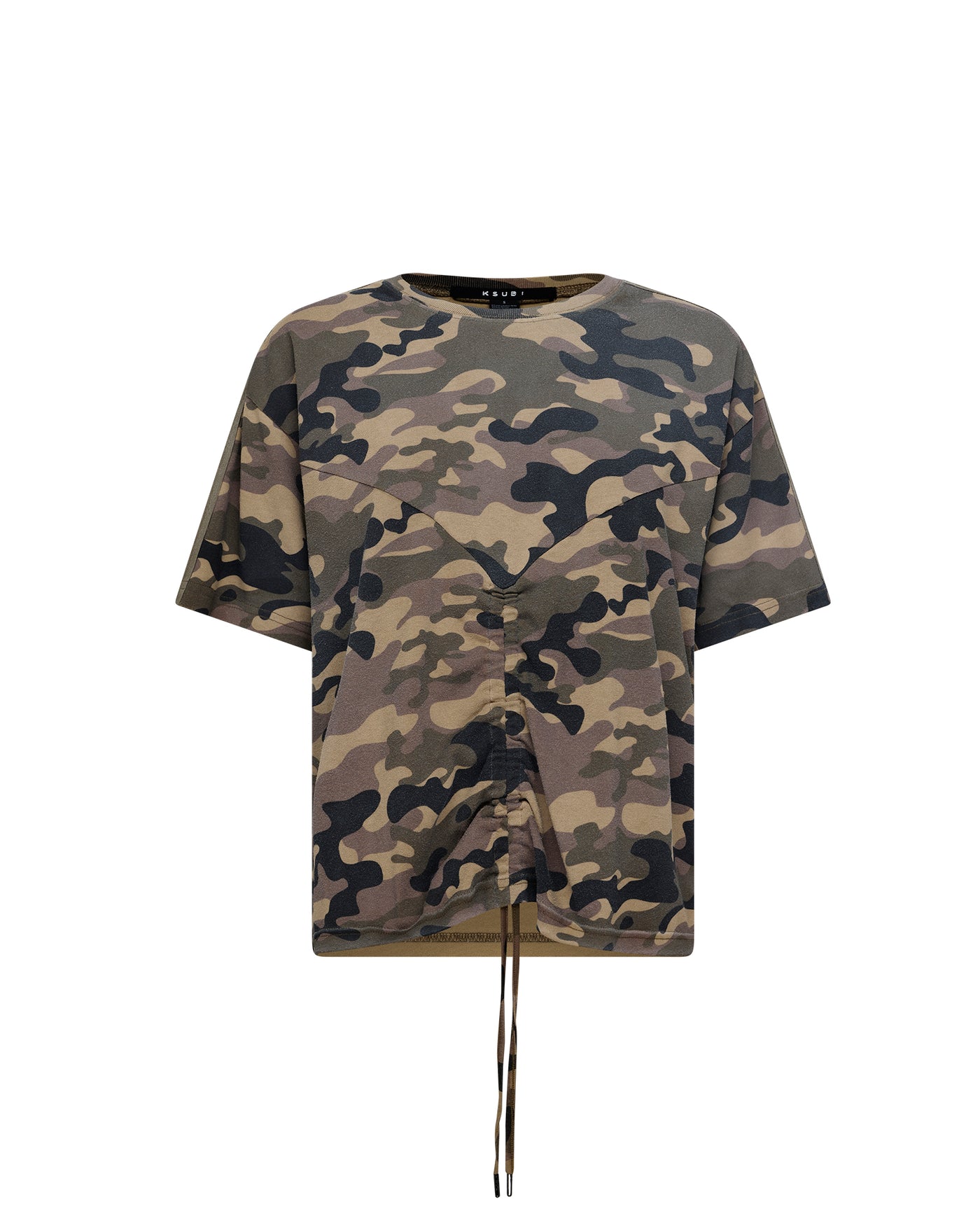 KSUBI RUCHED EVERYDAY SS TEE CAMO GREEN